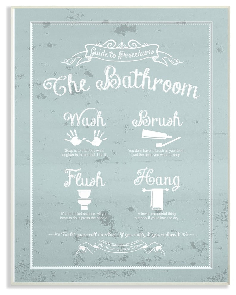 Stupell Ind. Guide To Procedures Bathroom Blue Wall Plaque, 13x19