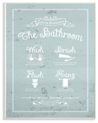 Stupell Ind. Guide To Procedures Bathroom Blue Wall Plaque, 13x19
