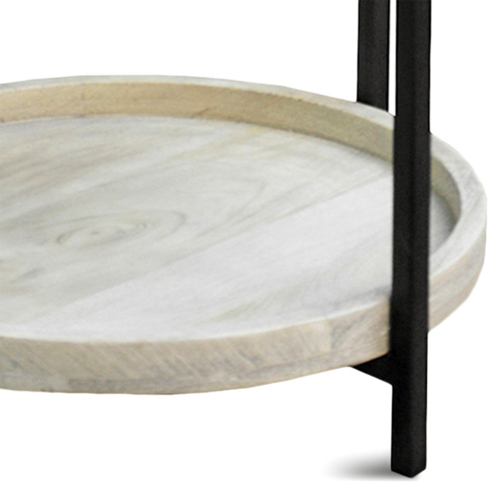Zuri Bleached Wood and Iron Side Table