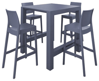 Vegas Maya 5-Piece Bar Set With 39"-55" Extendable Dark Gray