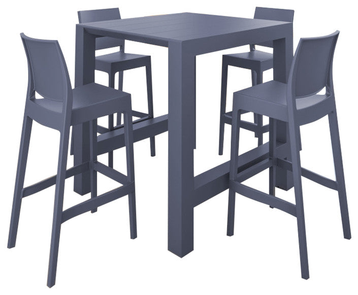 Vegas Maya 5-Piece Bar Set With 39"-55" Extendable Dark Gray