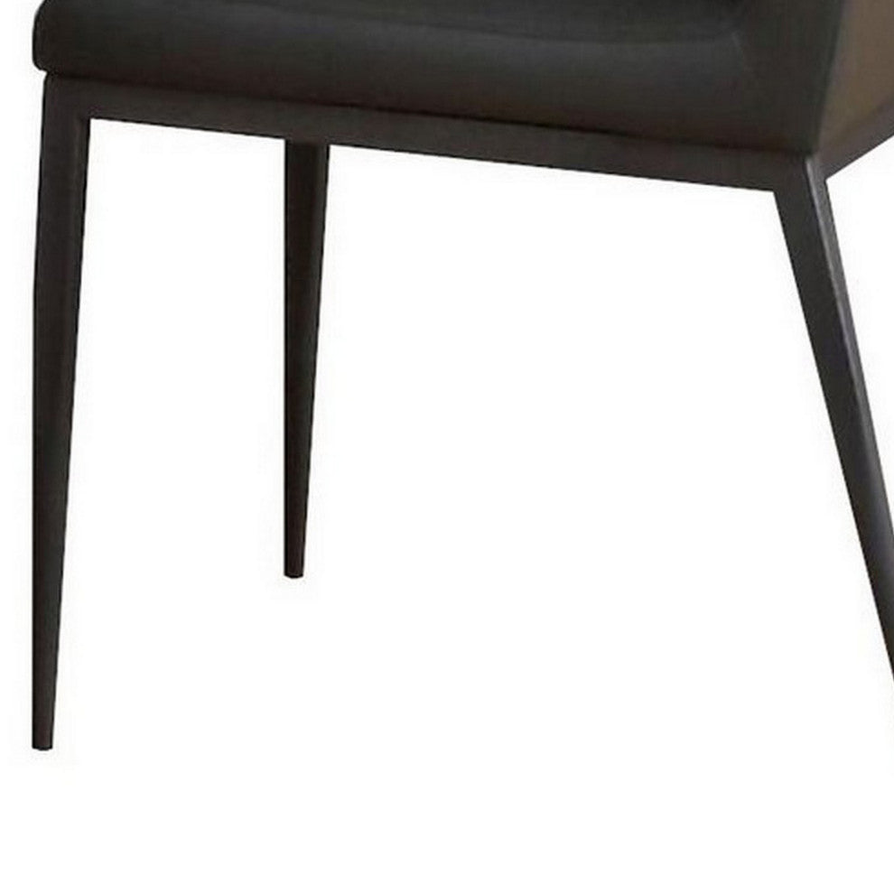 Benzara BM250230 Chair With Faux Leather and Sleek Metal Legs, Gray