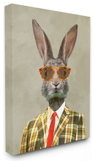 Vintage Rabbit Man Portrait, Canvas, 24"x30"