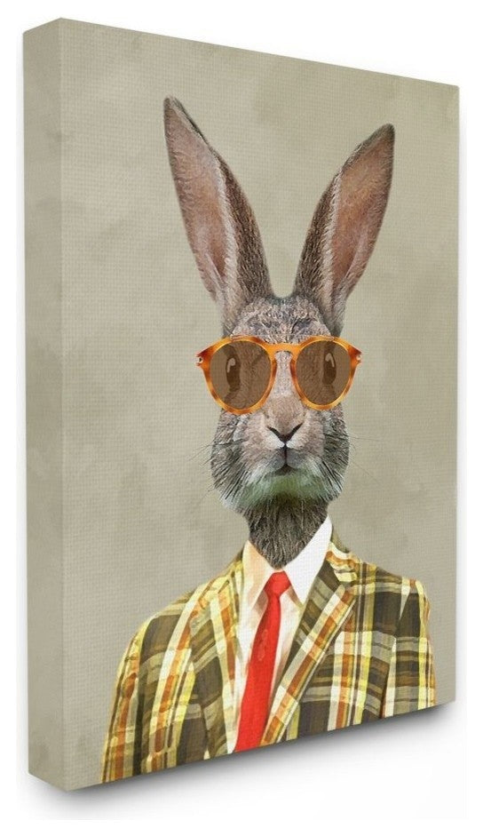 Vintage Rabbit Man Portrait, Canvas, 24"x30"