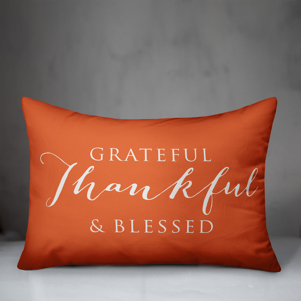 Grateful Thankful Blessed Outdoor Lumbar Pillow