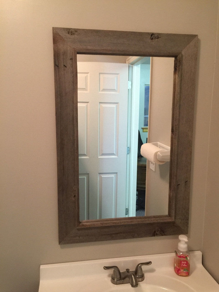 Rustic Mirror, Western Rustic Style With Raised Inside Edge, 30"x40"