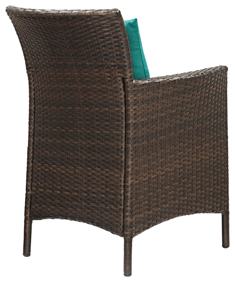 Brown Green Conduit Outdoor Patio Wicker Rattan Dining Armchair