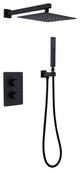Thermostatic Rain Shower System with Hand Shower and Rough-in Valve, Matte Black