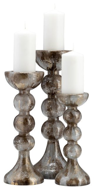 Glass, 18"H, Bubbly Candle Holder, Brown