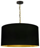 1 Light Large Braxton Aged Brass Pendant w/ Black/Gold Shade