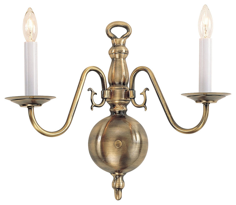 Livex Lighting 2 Light Antique Brass Wall Sconce - 5002-01