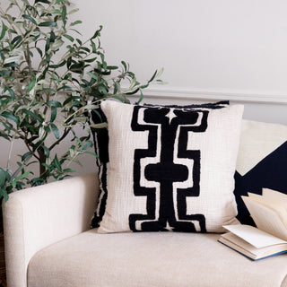 Stacy Garcia Handmade Throw Pillow, Onyx/Ivory, 20"x20"