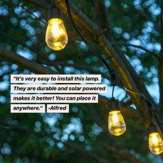 Ambience Pro, Waterproof, Solar Outdoor String Lights, Hanging, 2700K, 24'