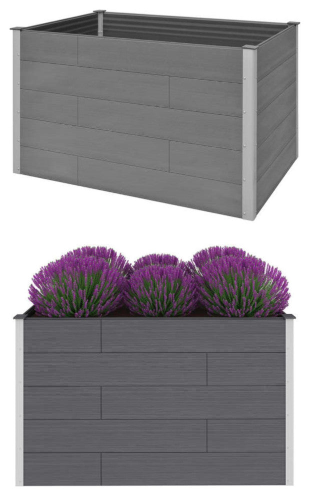 Vidaxl Garden Raised Bed Wpc 59.1"x39.4"x35.8" Gray