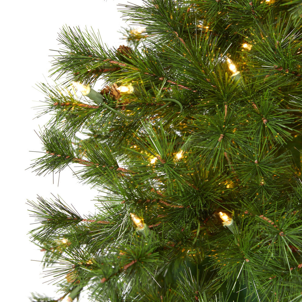 7' Colorado Mountain Pine Faux Xmas Tree W/450 Lights & Pinecones