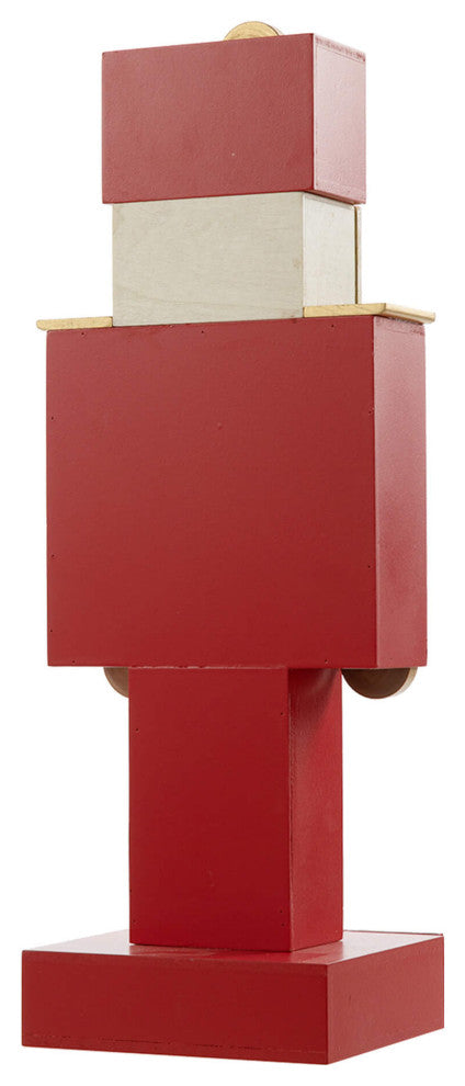 17.25"H Wooden Christmas Nutcracker Countdown Calendar Decor With Drawer