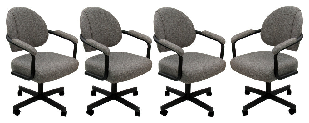 Set of 4, M-70 Swivel Tilt Dining Caster Chairs, Mojave Gray on Black Chairs