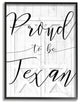 White Barn Door Proud To Be Texan Framed Giclee Texturized Art, 11"x14"