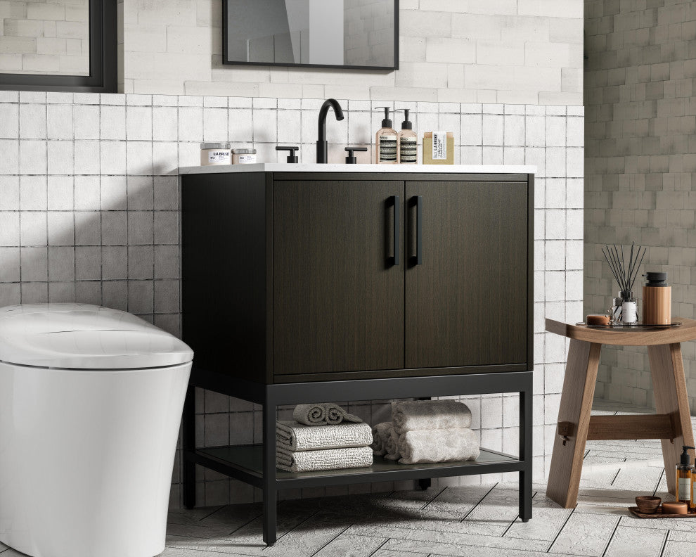 Home Living 30" Single Bathroom Vanity, Mocha Brown
