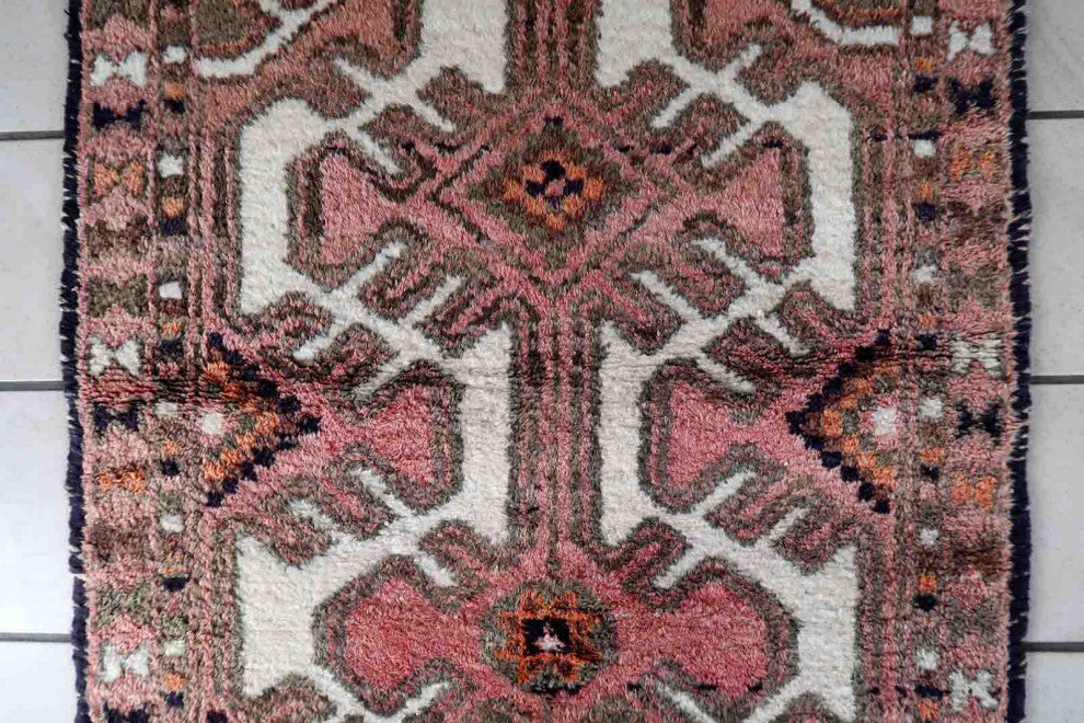 Handmade Vintage Persian Hamadan Rug 2.3'x3.9', 72cmx121cm, 1970s