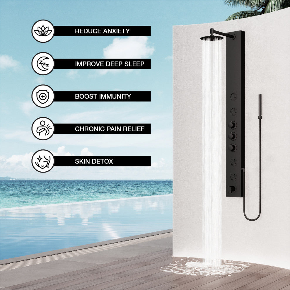 Vigo VG08022 Bowery 59" H 4-Jet Thermostatic Shower Panel - Stainless Steel