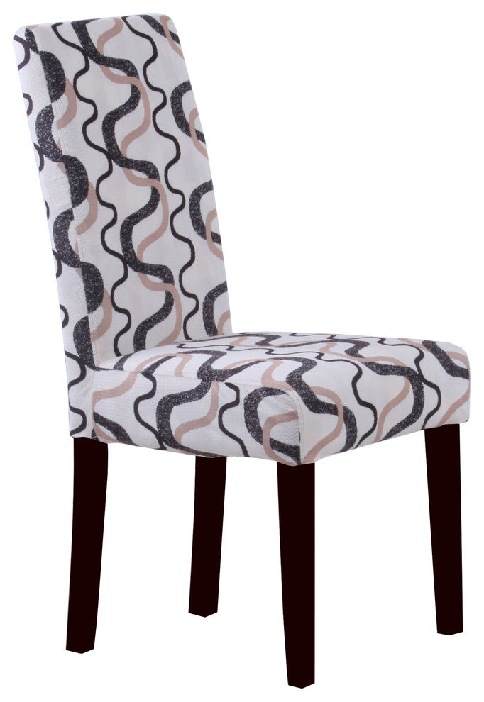 Villa Fabric Black Print Dining Chairs, Set of 2, Black Print