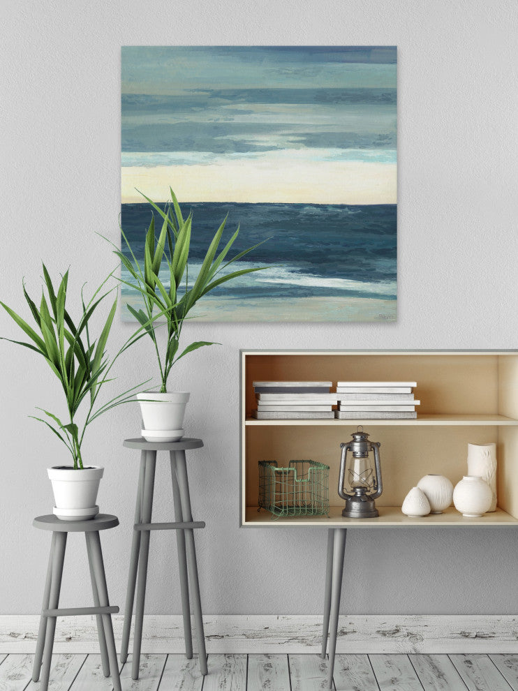 "Deep Blue Waves" Painting Print on Wrapped Canvas, 48"x48"