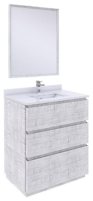 Fresca Formosa Modern 30" Rustic White Single Sink Vanity Set, Faucet Fft1030ch