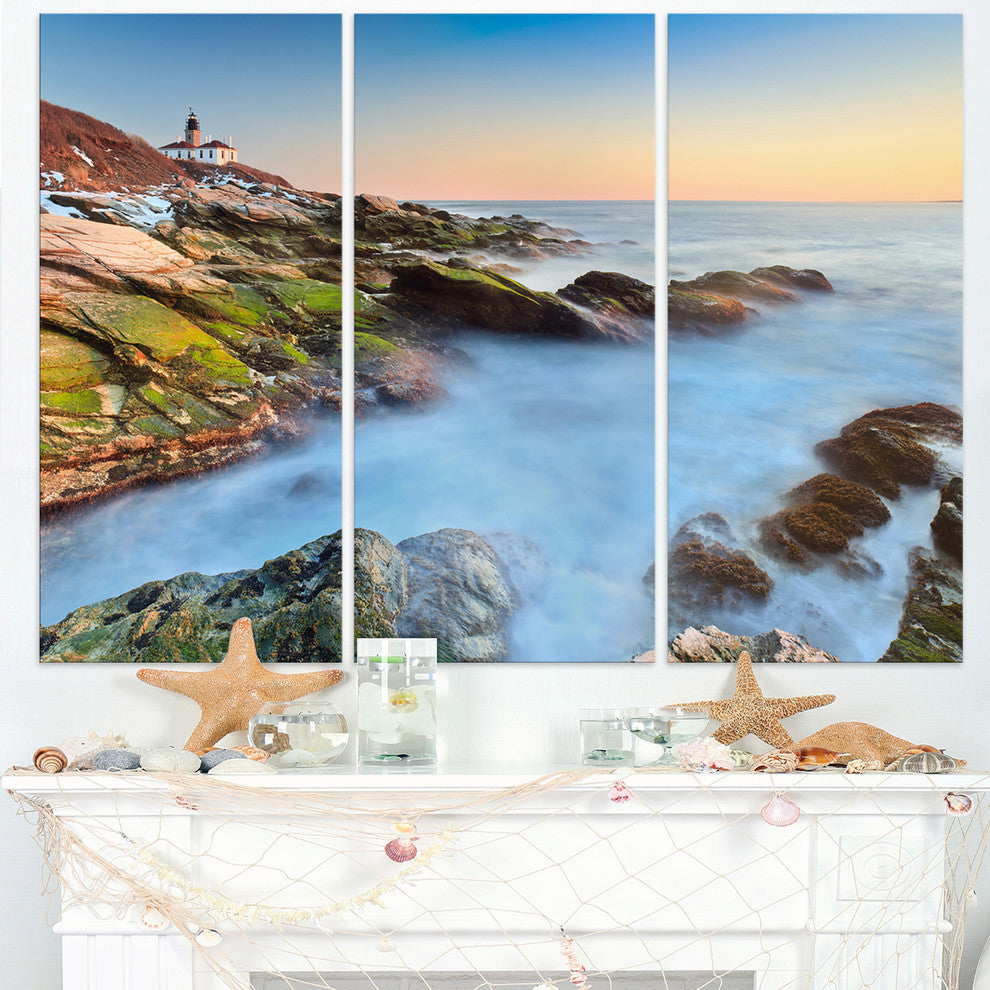 "Beavertail Lighthouse During Winter" Photo Wall Art, 3 Panels, 36"x28"