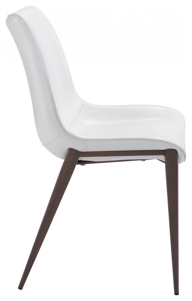 Stich White Faux Leather Side or Dining Chairs Set of 2 Chairs