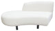 Vesper Curved Armless Left Chaise, Faux White Shearling, Black Wood Leg Base