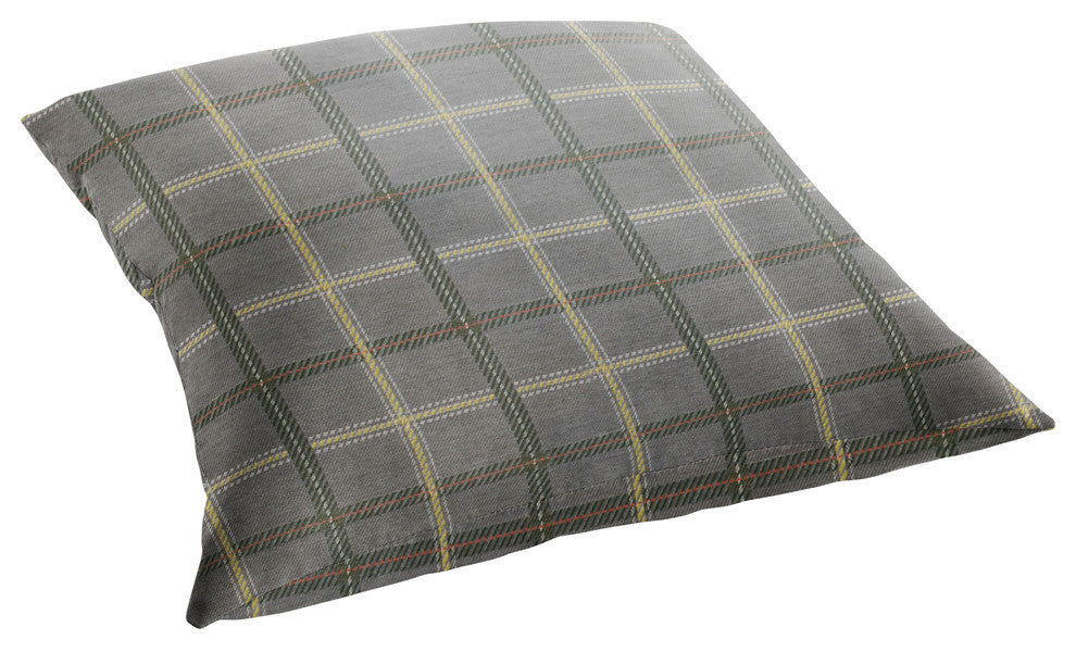 Sunbrella Tartan Gray Plaid Outdoor Square Floor Pillow, 26x26