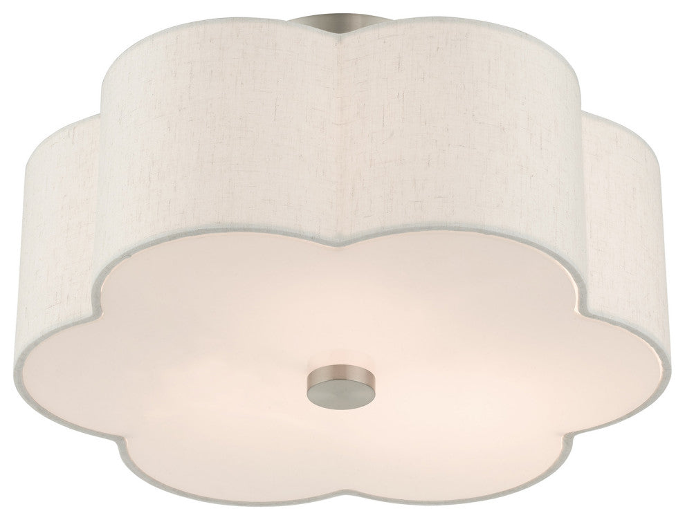 Brushed Nickel French Country, Floral, Transitional, Semi Flush