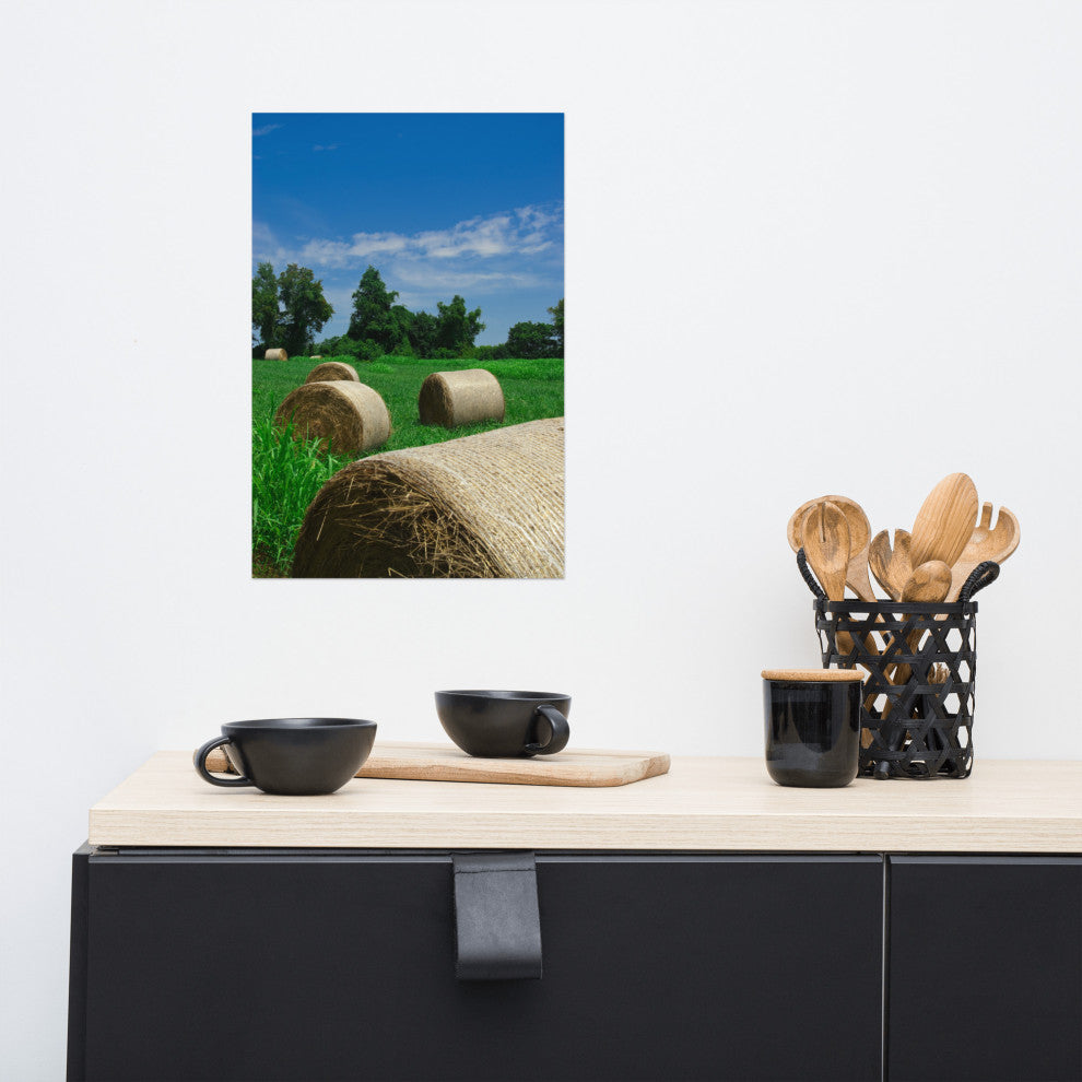 Hay Whatcha Doin in the Field Rural Unframed Wall Art Print, 12" X 18"