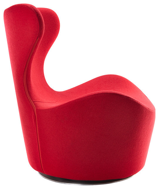 HomeRoots 31" Red Fabric Polyester and Wood Accent Chair
