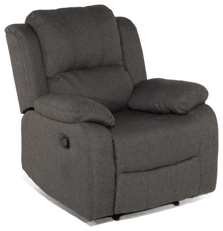 Classic Overstuffed Recliner Chair, Linen Upholstery, Dark Gray