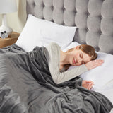 Serta Plush Heated Blanket, Dark Grey