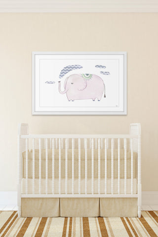 "Puffing Elephant II" Framed Painting Print, 24"x16"