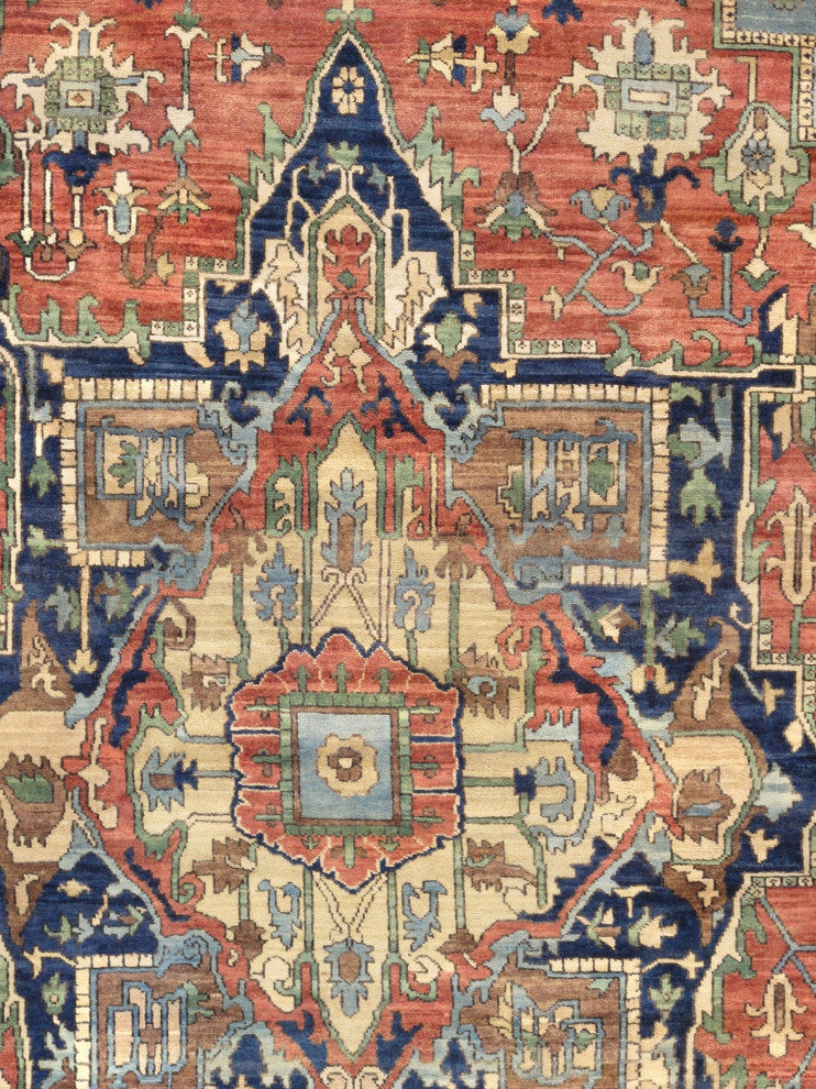 Pasargad Home Serapi Collection Hand-Knotted Rust Wool Area Rug, 6'x9'1"