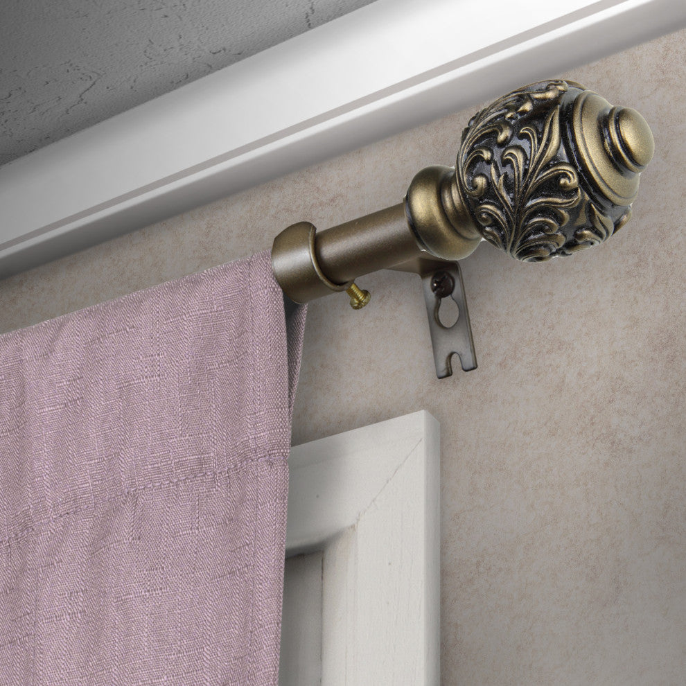 Tilly Curtain Rod, Antique Brass, 18-28"