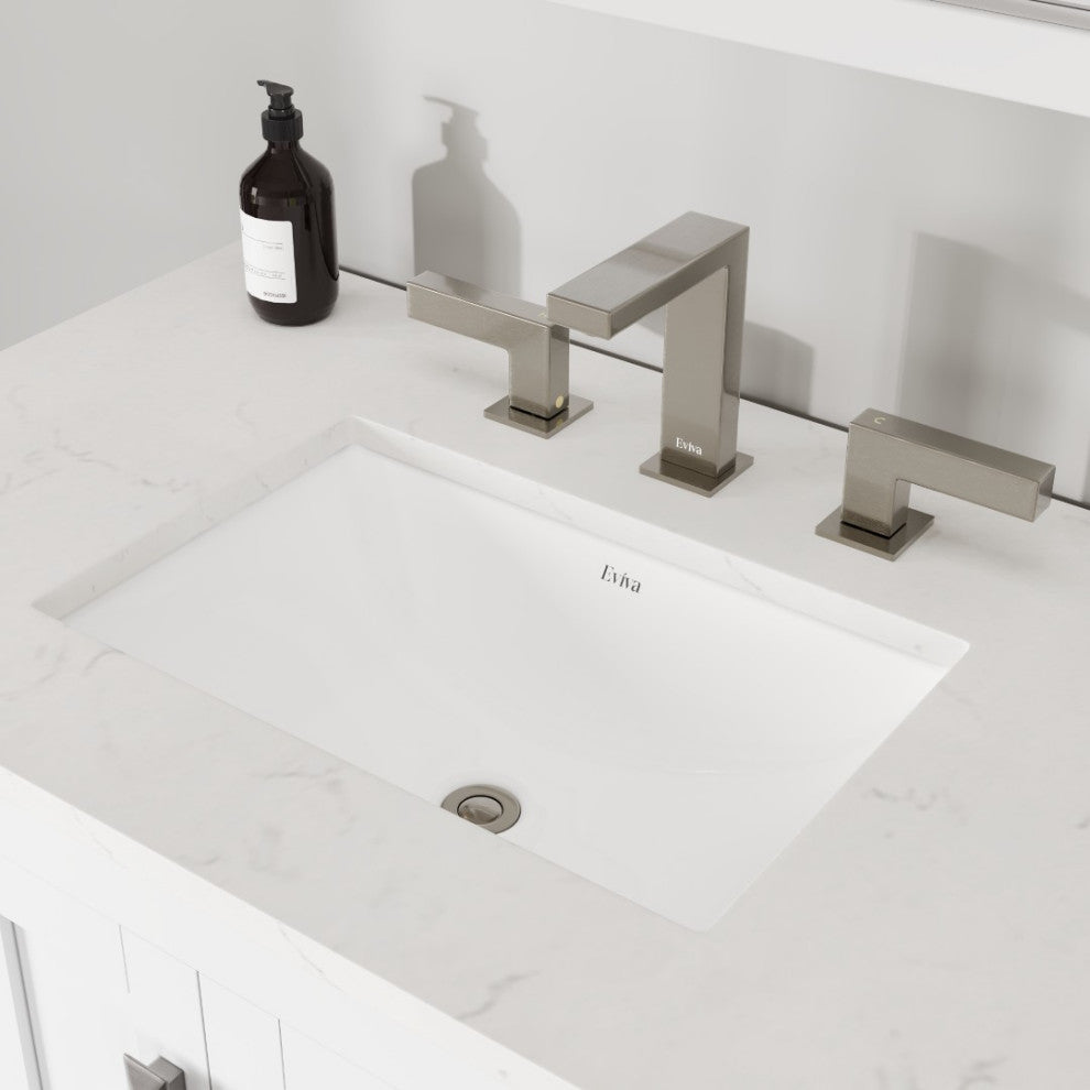 Eviva Hampton 36"W White Bathroom Vanity With White Carrara Quartz Countertop