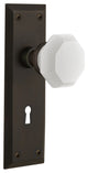 New York Plate with Keyhole Privacy Waldorf White Milk Glass Knob