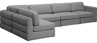 Beckham Linen Textured Fabric 5-Piece Modular L-Shaped Sectional, Grey