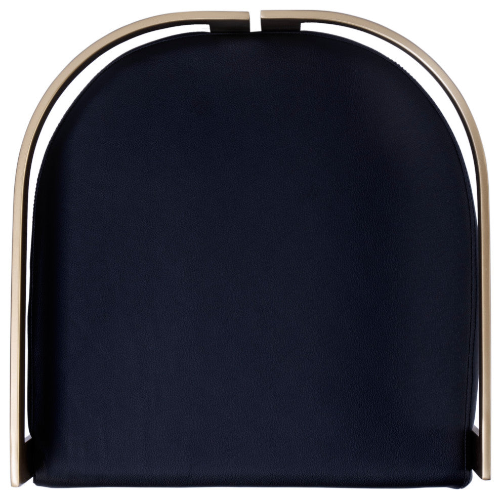 Clarence Faux Leather 23" Dining Stool, Black Leather