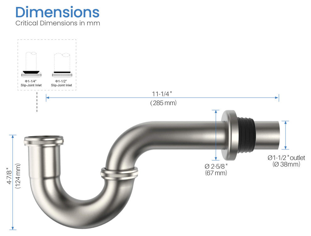 Kibi 1-1/2" P-Trap, Brushed Nickel