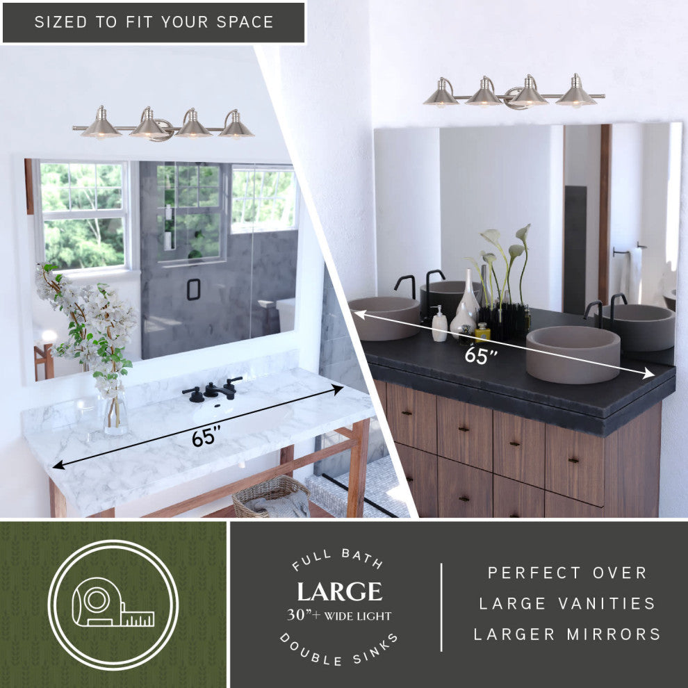 Akron 4 Light Vanity Satin Nickel and Matte White