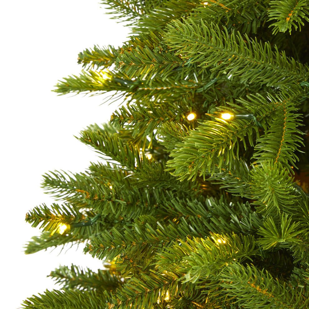 6' Sierra Spruce Natural Look Faux Xmas Tree W/ Clear Lights & Bendable Branches