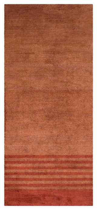 HAND KNOTTED LOOM SILK ECO-FRIENDLY AREA RUG-2'6''x10',Runner ,Rust,Contemporary