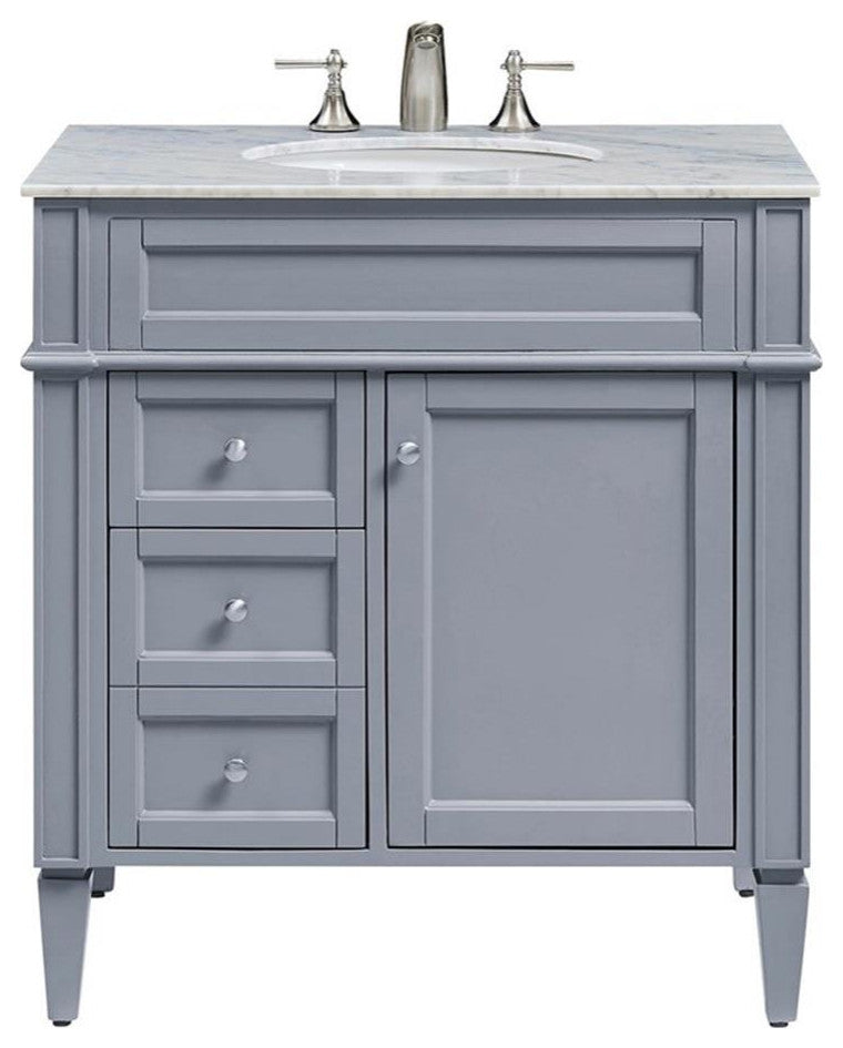 Elegant Decor Park Ave 32" Wood Single Bathroom Vanity in Gray