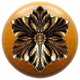 Opulent Flower Wood Knob, Antique Brass, Maple Wood Finish, Brite Brass
